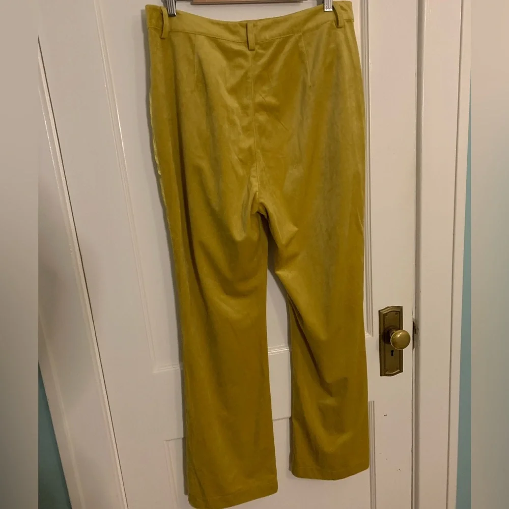 NWT Anthropologie Avec Les Filles Split-Front Mustard Velvet Pants, Womens Sz 16